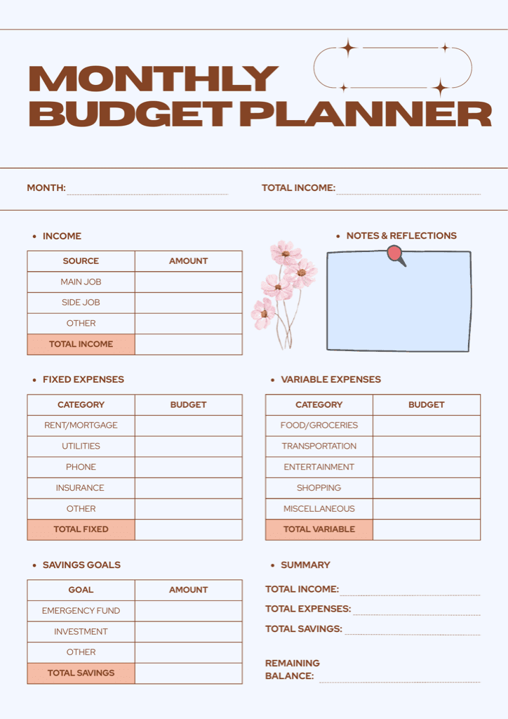 September 2026 Budget Worksheet preview